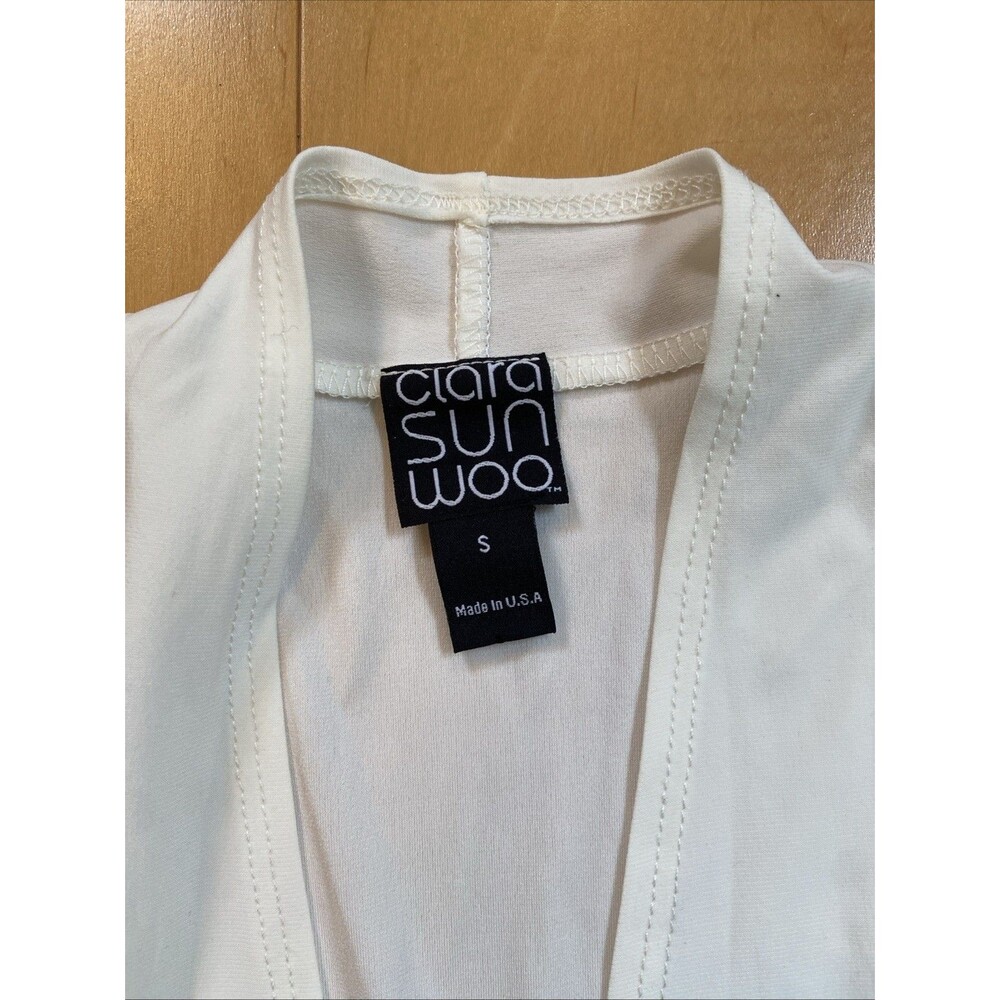 OFF WHITE CARDI Clara Sun Woo Womens Three Quarter Sleeve Comfy Cardigan Size S - Picture 3 of 10